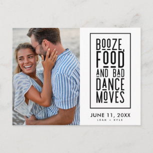 Carte Postale Faire-part Booze drôle, nourriture, mauvaise danse déménage E