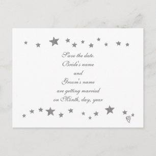 Carte Postale Faire-part Bordure d'étoiles d'argent vivante Mariage Enregis