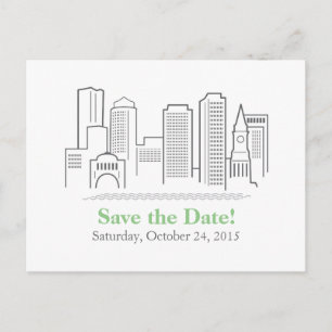 Carte Postale Faire-part Boston City Skyline Enregistrer la date