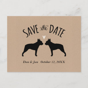 Carte Postale Faire-part Boston Terrier Silhouettes mariage Enregistrer la 