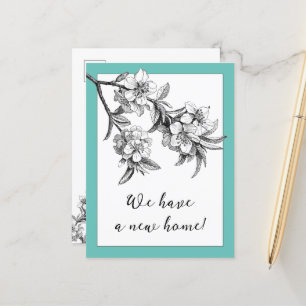 Carte Postale Faire-part Botanical Floral Moving Announcement Postcard