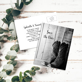 Carte Postale Faire-part Bottes de cowboy rustiques Mariage occidental Save