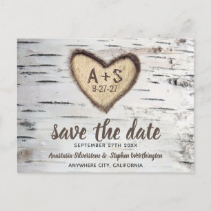 Carte Postale Faire-part Bouleau Rustique Mariage Campagnard Enregistrez la