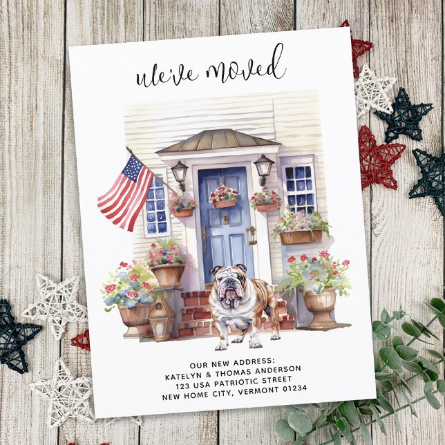 Carte Postale Faire-part Bouledogue Anglais Patriotique Personnalisé Déména (Créateur téléchargé)