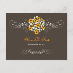 Carte Postale Faire-part Bouquet Élégant de Tournesols et de Marguerites En
