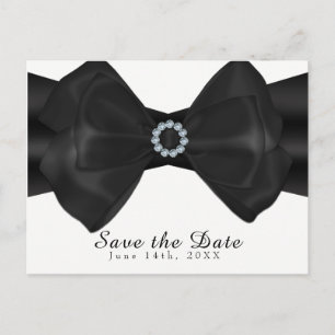 Carte Postale Faire-part Bow en ruban noir & Diamonds Élégant Enregistrer l