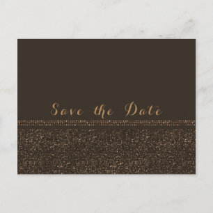 Carte Postale Faire-part Bronze Marron Chic Étincelant Glam Enregistrer la
