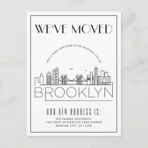 Carte Postale Faire-part Brooklyn Skyline Moderne Deco   Changement d'Adres