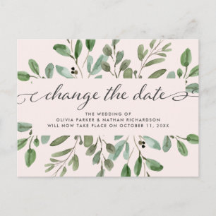Carte Postale Faire-part Broussage de feuillage minimaliste Mariage Modif