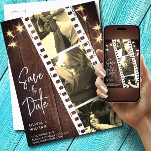 Carte Postale Faire-part Brown stand photo rustique tendance enregistrer la