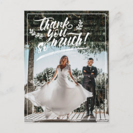 Carte Postale Faire-part Brush blanc Script Twig Merci photo Mariage