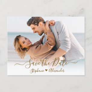 Carte Postale Faire-part Budget Heart Gold Calligraphie Photo Enregistrer l