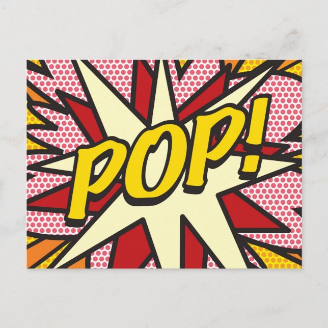 Carte Postale Faire-part Bulle de Texte Amusante Rétro POP Votre Message (Devant)