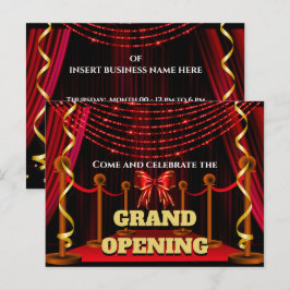 Carte Postale Faire-part Business grand ouverture rideau rouge VIP tapis ro