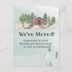 Carte Postale Faire-part Cabine rustique dans les montagnes Nous avons démé