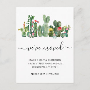 Carte Postale Faire-part Cactus Aquarelle Nous Avons Déménagé Nouvelle Mais