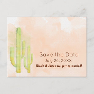 Carte Postale Faire-part Cactus Aquarelle Save The Date Sud-Ouest