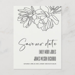 CARTE POSTALE FAIRE-PART CACTUS DU DÉSERT NOIR PLANTE SUCCULENTE CROQUIS DA
