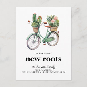 Carte Postale Faire-part Cactus Floral Cactées Vélo Nouvelles Racines Démén