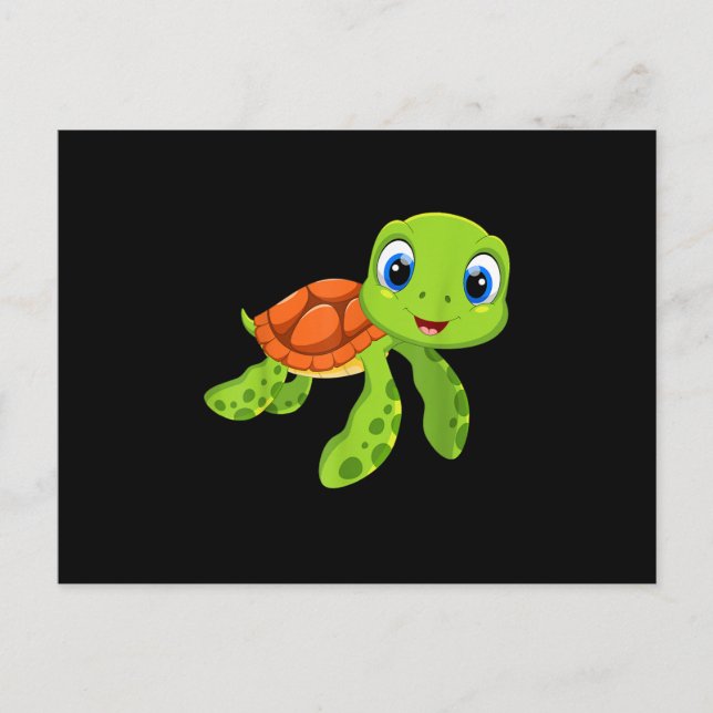 Carte Postale Faire-part Cadeau de bébé tortue de mer mignon (Devant)