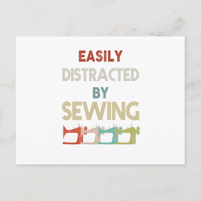 Carte Postale Faire-part Cadeau de couture | Facilement distrait par la cou (Devant)