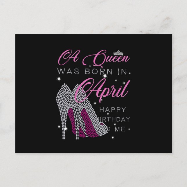 Carte Postale Faire-part Cadeaux d'anniversaire | Une reine est née en avri (Devant)