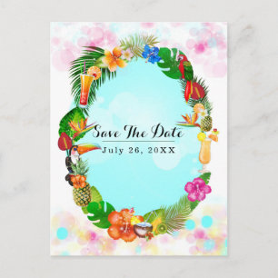 Carte Postale Faire-part Cadre de fête d'été tropical hawaïen Enregistrer l