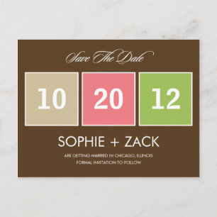 Carte Postale Faire-part Calendrier Boxé Enregistrer La Date Postcard (Brow