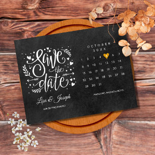 Carte Postale Faire-part Calendrier Cœur Doré Tableau Noir Étape à Sauvegar