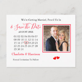 Carte Postale Faire-part Calendrier Coeur Mariage Enregistrer La Date Photo