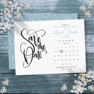 Carte Postale Faire-part Calendrier cœur pour la date de sauvegarde du 60e 