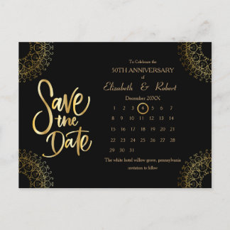 Carte Postale Faire-part Calendrier de la date du 50e anniversaire de maria