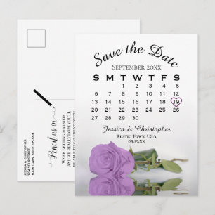 Carte Postale Faire-part Calendrier de mariage Rose pourpre lilas Enregistr
