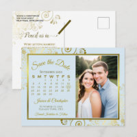 Calendrier de sauvegarde de mariage bleu clair et
