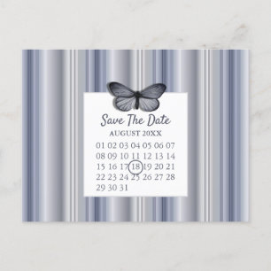 Carte Postale Faire-part Calendrier Enregistrer la date Papillon Bleu Argen