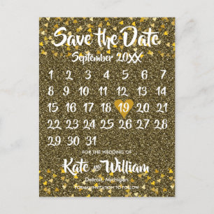 Carte Postale Faire-part Calendrier Enregistrer la date Parties scintillant