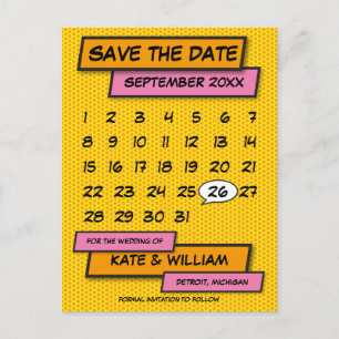 Carte Postale Faire-part Calendrier Moderne de Bande Dessinée Enregistrer l