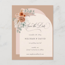 Carte Postale Faire-part Calligraphie Boho Terracotta Pampas Enregistrer la