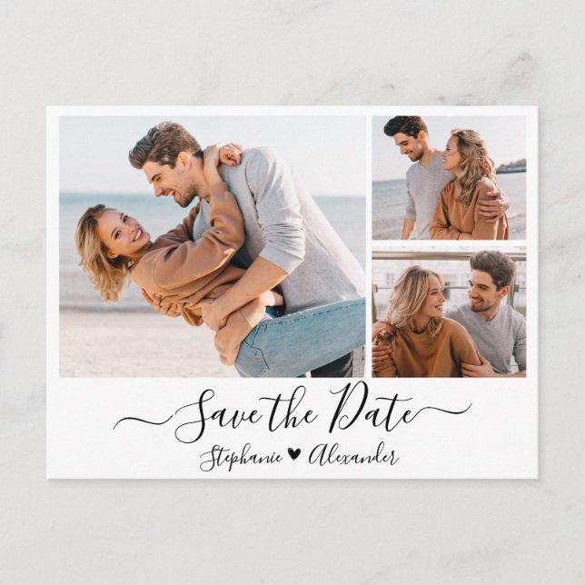 Carte Postale Faire-part Calligraphie de Budget Collage de Photos Faire-Par (Devant)