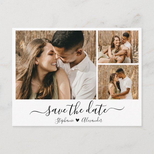 Carte Postale Faire-part Calligraphie de budget Photo Collage Faire part de (Devant)