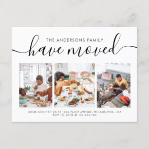 Carte Postale Faire-part Calligraphie de script minimaliste 3 Déplacement d