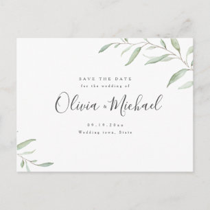 Carte Postale Faire-part Calligraphie de verdure minimale enregistrer la da