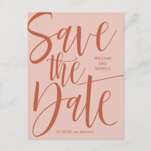 Carte Postale Faire-part Calligraphie en gras   saumon de rouille mariage m