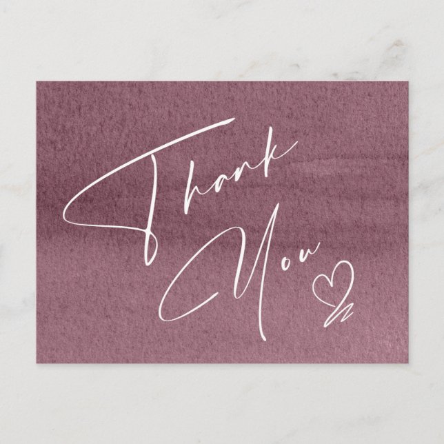 Carte Postale Faire-part Calligraphie Floral Merci Mauve ID771 (Devant)