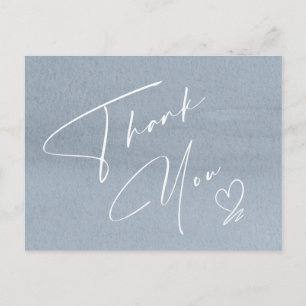 Carte Postale Faire-part Calligraphie Merci floral Dusty Blue ID771