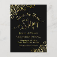 Calligraphie or Mariage Enregistrer la date Noir