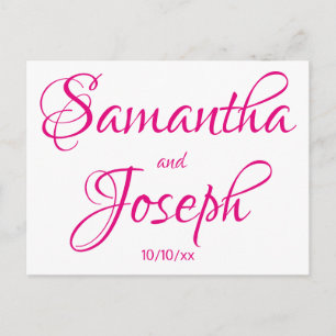 Carte Postale Faire-part Calligraphie rose chaud Enregistrer la date