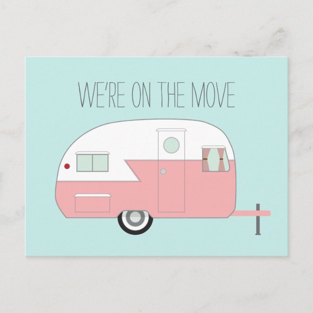 Carte Postale Faire-part Camper rose (Devant)