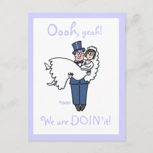 Carte Postale Faire-part Caricature Mariage budget amusant bon marché Enreg