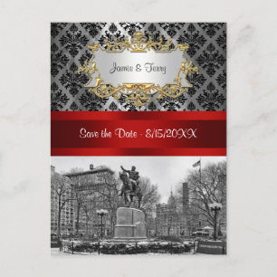 Carte Postale Faire-part Carré de l'Union NYC Black Damask 211 Enregistrer 